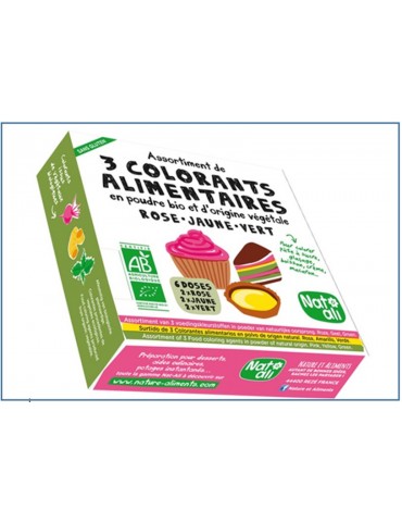 Jaune Rose Vert colorants bio d'origine végétale